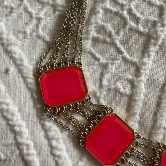 Bright Pink and Gold Necklace - Picture 2 of 2
